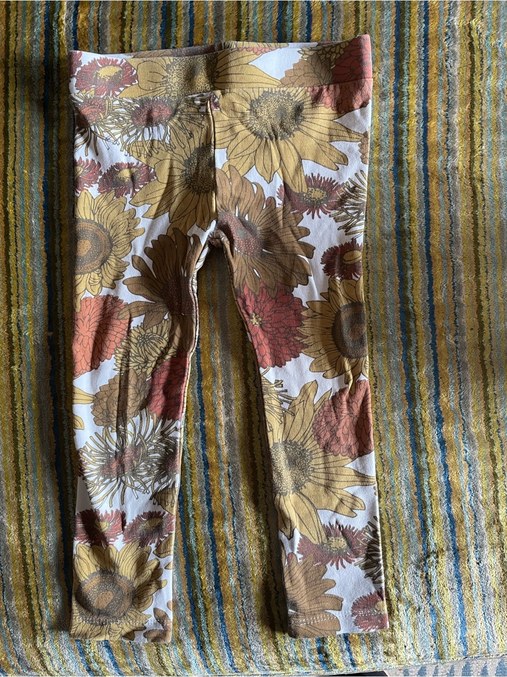 Kate Quinn Sunflower Leggings - White, Mustard & Rust